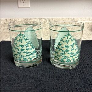 Vintage Avon "Magic Glasses" tumbler set Of 2 Christmas Trees